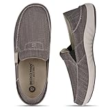 Mens Slip On Shoes, Canvas Loafers with Arch Support, Orthopedic Casual Sneakers for Plantar Fasciitis, Indoor & Outdoor Walking Slippers Shoes for Pain Relief (9.5, Brown)