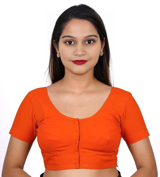 gaiyera Readymade Women's 2by2 Cotton Stitched Saree Blouse with Short Sleeve, Soft, Comfortable Material-picture-50