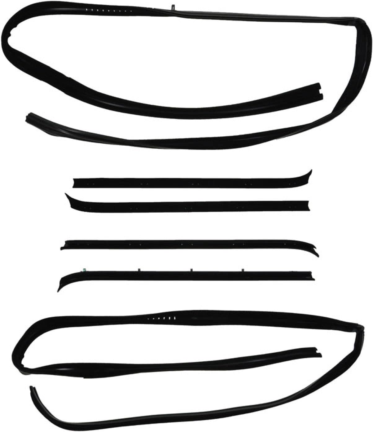 TRQ Front Driver & Passenger Side Inner & Outer Window Sweep & Run Channel Weatherstrip Seal Set Compatible with Chevrolet GMC