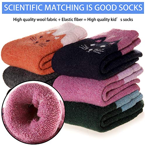 Image of Eocom Kids Wool Socks For Boys Girls Warm Hiking Thermal Winter Cozy Soft Thick Toddlers Crew Boot Socks 6 Pairs