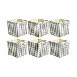 Amazon Basics Collapsible Fabric Storage Cubes with Oval Grommets, 6-Pack, Chevron Grey