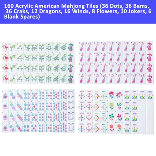 Juego de Mahjong Americano con 160 fichas y bolsa miniatura 4