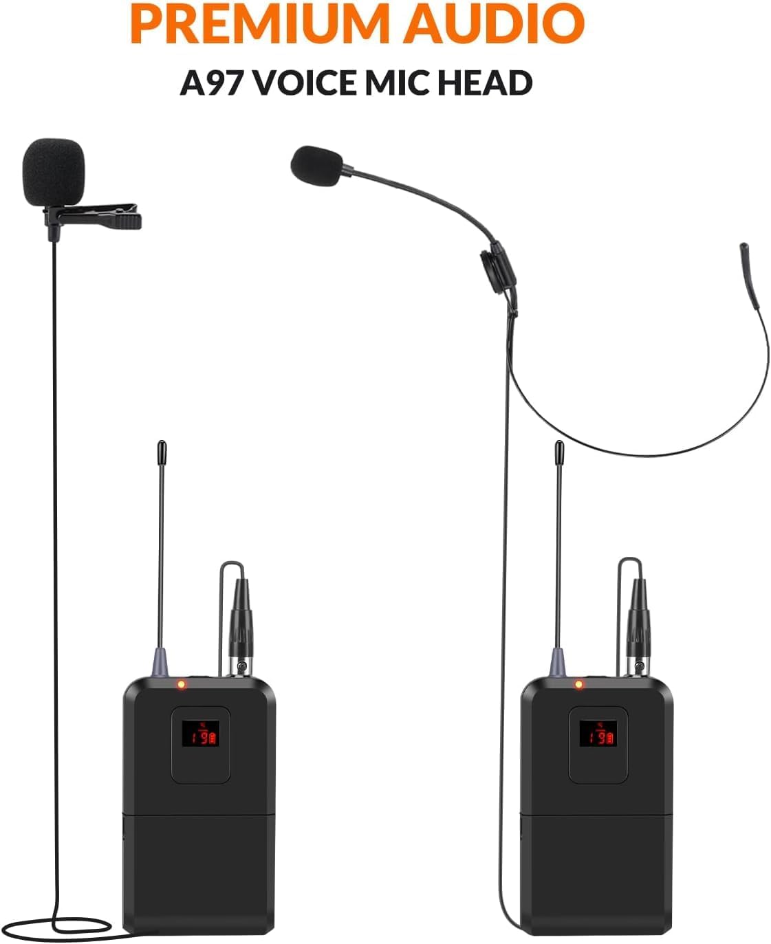 innopow 200-Channel Wireless Microphones System, Wireless Lavalier Microphone, Dual UHF Bodypack Cordless Lavalier Mic System Set, Auto Scan, Long Range 200-240Ft, 16 Hours Ideal for Church (Black)