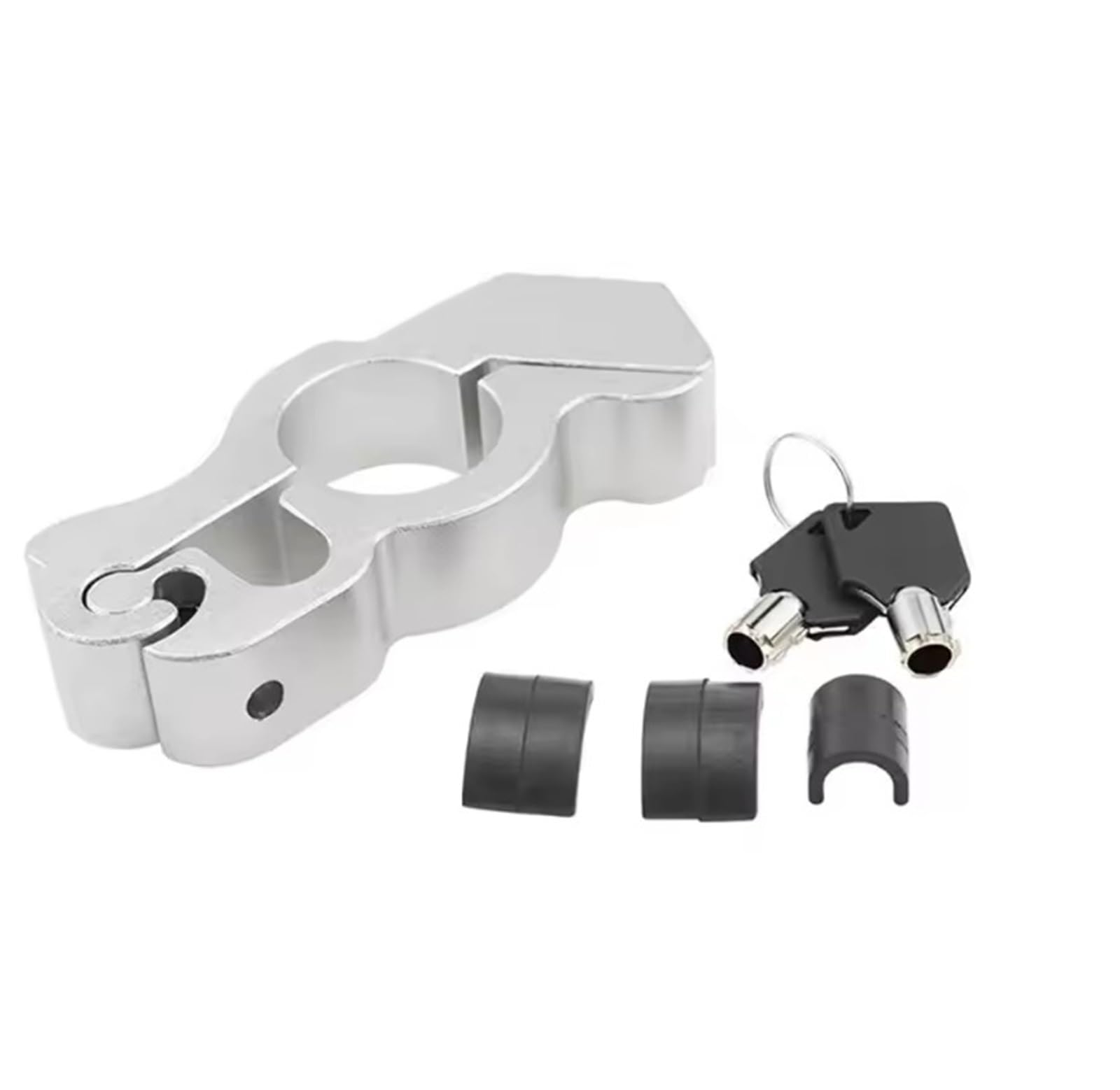 Chain Lock Motorcycle Handlebar Lock Handlebar Brake Handle Solid Lock Imitating Steal Lock Motorbike Lock(Silver)
