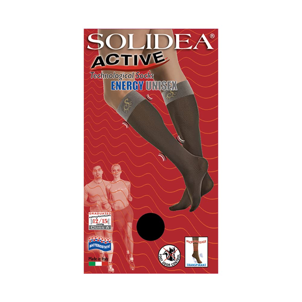 SOLIDEA Unisex Active Energy podkolanówki stopniowana kompresja 12/15 mmHg, Świecąca zieleń, XX-Large