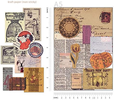 4 Packs Vintage Pattern Paper Set Scrapbook Paper Decorative Paper Kraft Paper with Print Single-Sided in Various Sizes and Shapes for Card Making Paper Craft Die Cutting Collage (Artistic)
