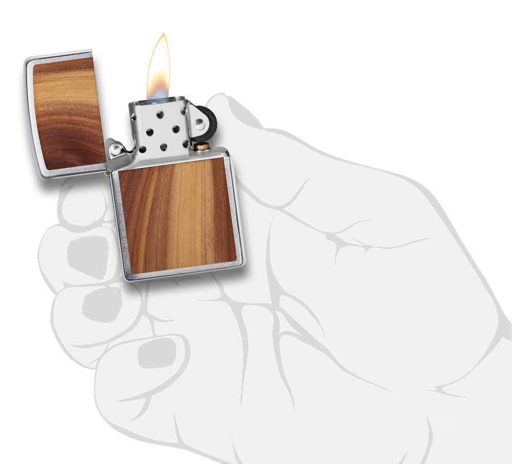 Zippo Wiatroszczelna zapalniczka - Woodchuck - szczotkowane chromowane wykończenie - do wielokrotnego napełniania do użytku przez całe życie - regulowany płomień - pudełko prezentowe - metalowa