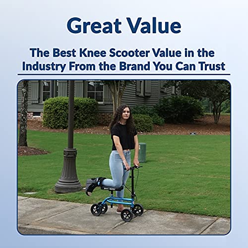 Kneerover Economy Knee Scooter Steerable Knee Walker Crutch Alternative With Dual Braking System In Metallic Blue #TOP4