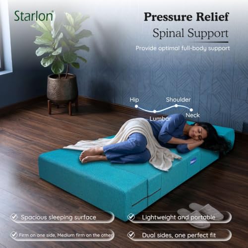 Image of Starlon 1 Seater Sofa Cum Bed Foldable 3-in-1 Sofa Bed with 1 Year Warranty, Washable Jute Fabric Cover |Aqua Teal 2.5x6 Ft