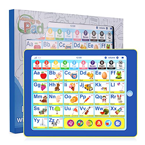 Gomyhom Baby Tablet for 1 Year Old Toddler Tablet Educational Tablet Toy Electronic Learning Pad to Learn Alphabet, Numbers, Colors, Phonetic Transcription for Kids ABC Learning for Toddlers
