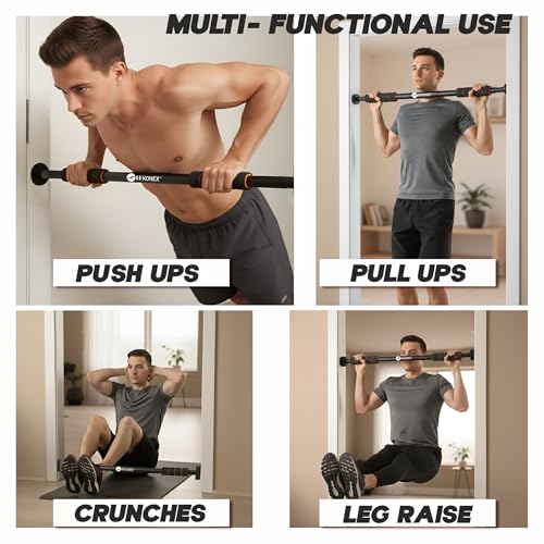 Image of Konex Pull Up Bar for Home | Adjustable Hanging Bar (60-100cm) with Soft Anti-Slip Grip, 100 | Solid