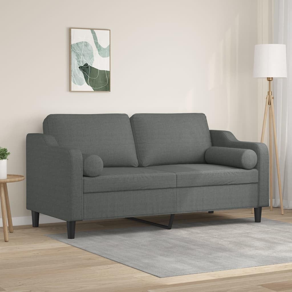 2-Seater Sofa Dark Grey Fabric (100% Polyester) 55.1 in Width Living Room Furniture