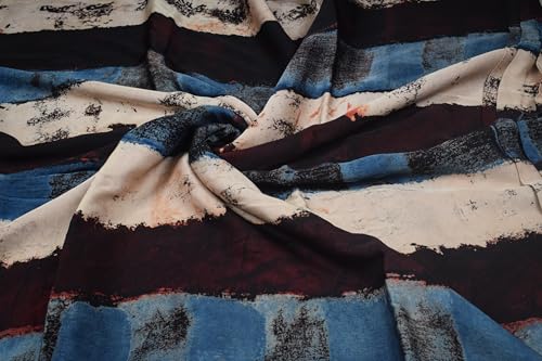 Image of Ethnics of Kutch Womens's Ajrakh Modal Silk Natural Dye Hand Block Print Unstitched Kurta Fabric