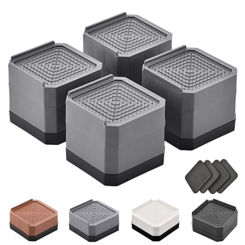 Image of EclatBain Adjustable Bed Risers 3&4.3 Inch, 4000 lbs, 4 Pack Gray