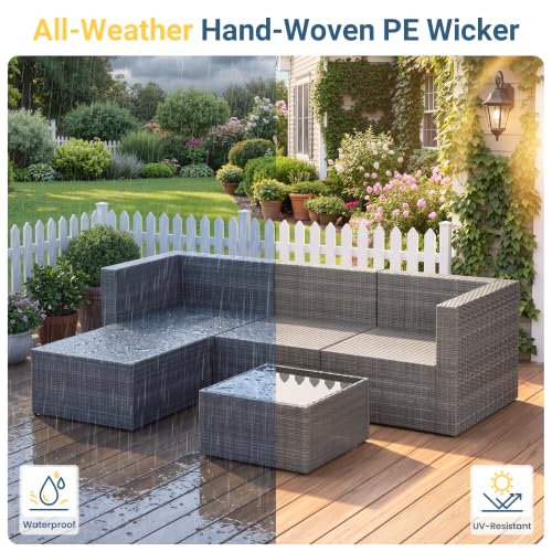 5 Piece Wicker Patio Furniture Set for All Weather Outdoor Comfort - Image 4
