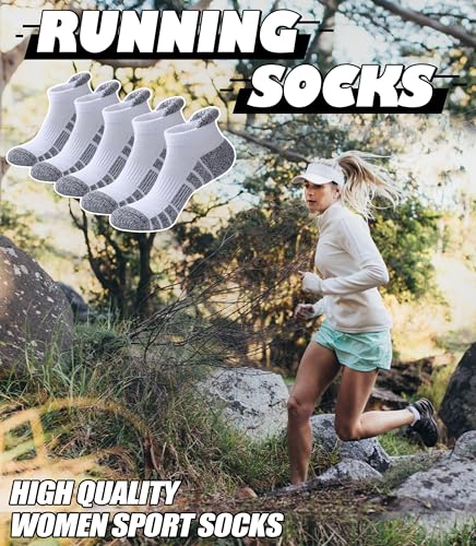 Women Ankle Socks Athletic Running Anti-blister Thick Cushioned Low Cut Sports Socks 5 Pairs2