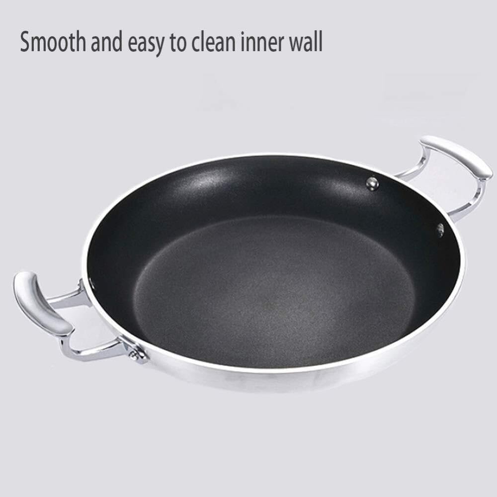 Non-Stick Pan – Aluminum Alloy Frying Pan with Glass Lid, Double Handle, Suitable for All Stovetops, Including Induction, Easy to Clean-One Color-34cm