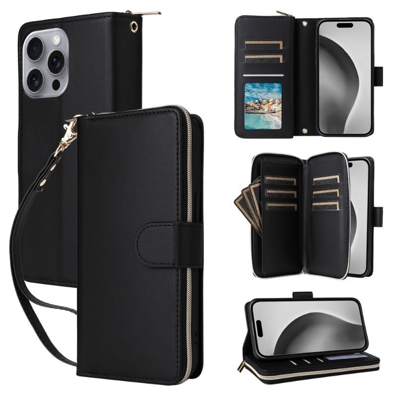 Étui iPhone 13 Pro Max avec rabat magnétique et fentes pour cartes