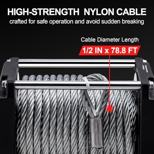 CXRCY Hydraulic Winch 1/2"x78FT Steel Cable - BMR100 Motor, 36:1 Gear Ratio - Great for Wreckers, Trailers & Vehicle Recovery（20000LBS） - Thumbnail 3