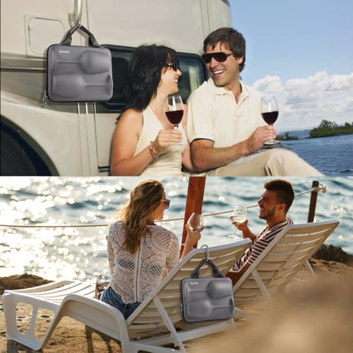 ecooe Weingläser Set mit 2 Gläser to go mit Schutzhülle + Reinigungstuch - Weingläser to go für Strandausflüge, Picknicks im Freien, Geschenk für Weinliebhaber, 380ml