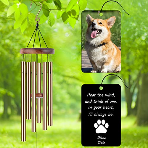 Image of Personalized Custom Wind Chimes Memorial Gift for Loss of Loved One Mother Dad Mom Dog Pets Customized Outdoor Sympathy Wind Chimes with Photo Text