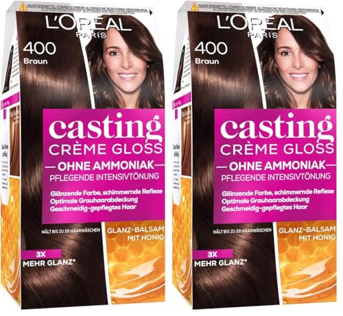 L'Oréal Paris casting Creme Gloss Color Care pelo, Brown 400, 1er Paquete (1 x 1 pieza) (Paquete de 2)