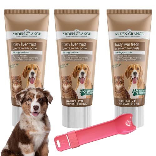 Nestico Liver Paste for Dogs & Cats Grain-Free Dog Pâté Tube with Nutrient-Rich Liver Training Reward Treat & Medication Aid Includes Squeeze Spoon 3 x 75g