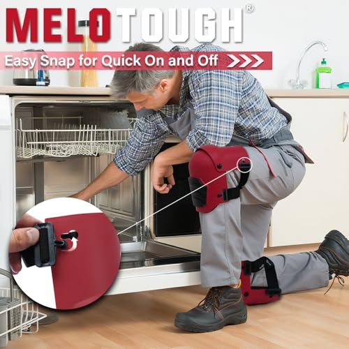 Image of MELOTOUGH Knee Pads for Work,Construction,Flooring,Gardening-Comfortable and Flexible(Red)