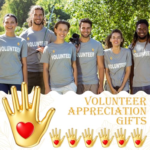 Image of Foilswirl 20 Pcs Volunteer Appreciation Gifts Bulk Volunteer Awards Gold Hands Lapel Pin Employee Appreciation Gift Recognition Gift for Teacher Nurse Social Worker Administrative Professionals Week