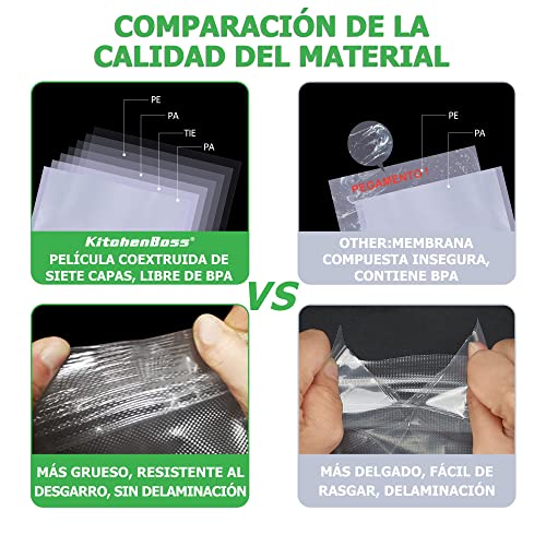 KitchenBoss Bolsas Envasar al Vacio Alimentos (50pcs 15×25cm y 50 pcs 20×30cm Precut)