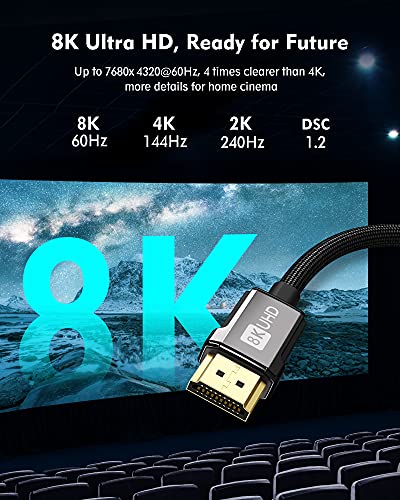 Image of Silkland 8K HDMI ARC /eARC Cable 2.1 for Soundbar 15ft, 8K@60Hz 4K@120Hz High Speed HDMI Cord for Home Theater, 48Gbps, Dolby Atoms, DTS:X Compatible for Vizio Samsung Bose Sound bar, UHD TV, Blu-ray