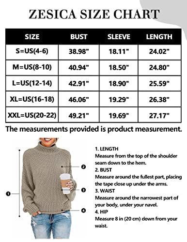 Zesica Women's 2023 Turtleneck Batwing Sleeve Loose Oversized Chunky Knitted Pullover Sweater Jumper Tops,Camel,Medium #TOP4