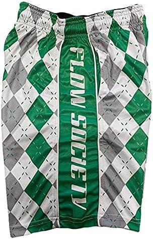 Flow Society Grey & Green Argyle Boys Lacrosse Shorts | Boys LAX Shorts | Lacrosse Shorts for Boys | Kids Athletic Shorts