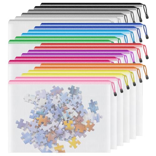 Smarpau B4 Mesh Zipper Pouch, 24 Pack 12 Colors 15' x 11' Zipper Pouches for Organizing...