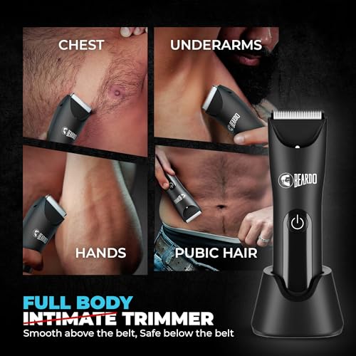 Image of BEARDO Ball Safe Pro Trimmer For Men|Fast Charging Trimmer For Private Parts, Beard, Body| Body Grooming Kit - No Nicks Or Cuts, Powerful Motor, Type C, Fast Charging, 90-Min Runtime,Black