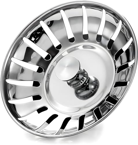 Kitchen Sink Strainer Drainer Plug - 78mm Thick Stainless Steel Replacement Sink Plugs Stopper for Drain and Filter in Kitchen and Bathroom Sinks Hole, Diameter 78mm