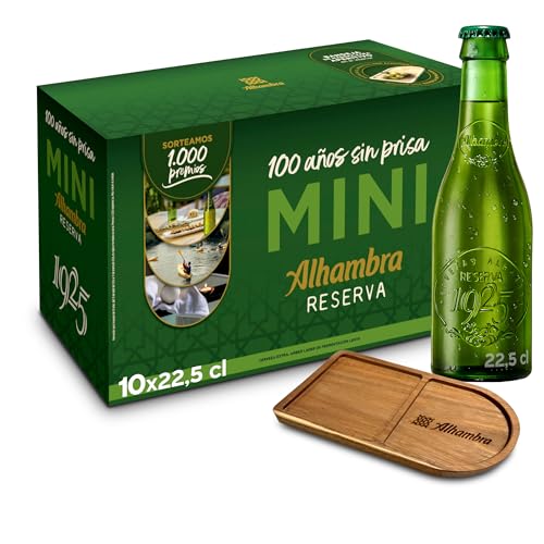 Alhambra Reserva 1925 MINI, Pack de 10 Botellas x 22,5cl, Cerveza Extra de Fermentación Lenta, 6,4% Alcohol
