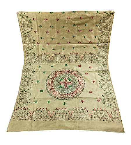 Image of SHRISTI CLOTHINGS Women's Hand Embroidered Cotton Silk Kantha Stitch Saree with Blouse Piece (J420724 SWD61)