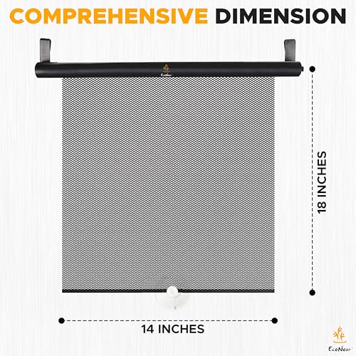 Image of EcoNour Car Window Shades for Baby (2 Pack) | Retractable Shade for Car Side Window | Window Sun Shades with Suction Cups | Large Clips for Durability | Baby Travel Accessories (14 inch x 18 inch)