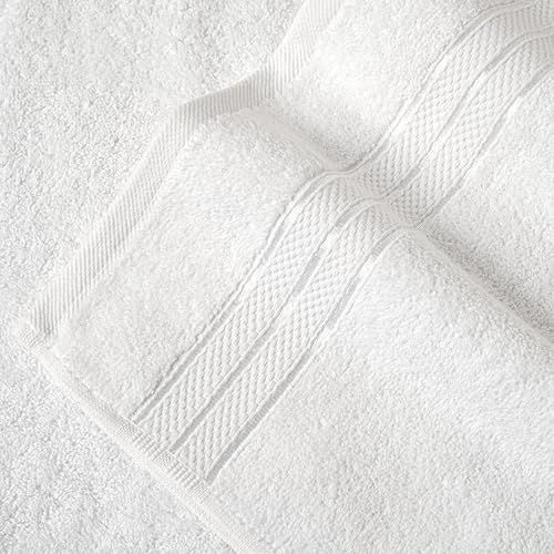 Image of Elegant Comfort Three Line Popcorn Towel Set for Bathroom 35 x 70 inches, Premium Hotel Quality 1-Pack Jumbo Towels, 100% Turkish Cotton, Soft and Durable, Quick Dry and Highly Absorbent, White
