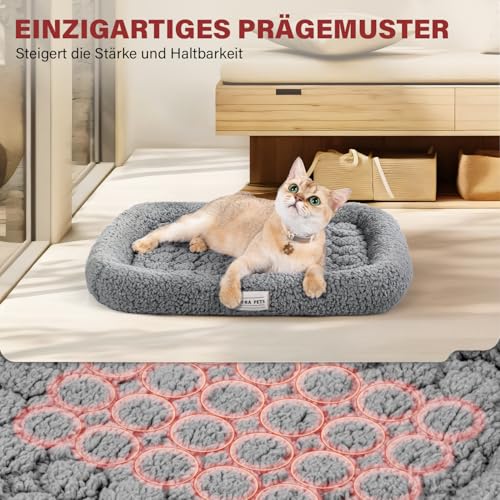 Mora Pets Selbstheizende Katzendecke Selbstwärmend Ohne Strom Wärmedecke Katze Waschbare Heizdecke Hund Erhöhtes Kopfkissen Design Selbstheizende Decke Katze mit 25D-Schwamm 43 X 49 cm, Gray