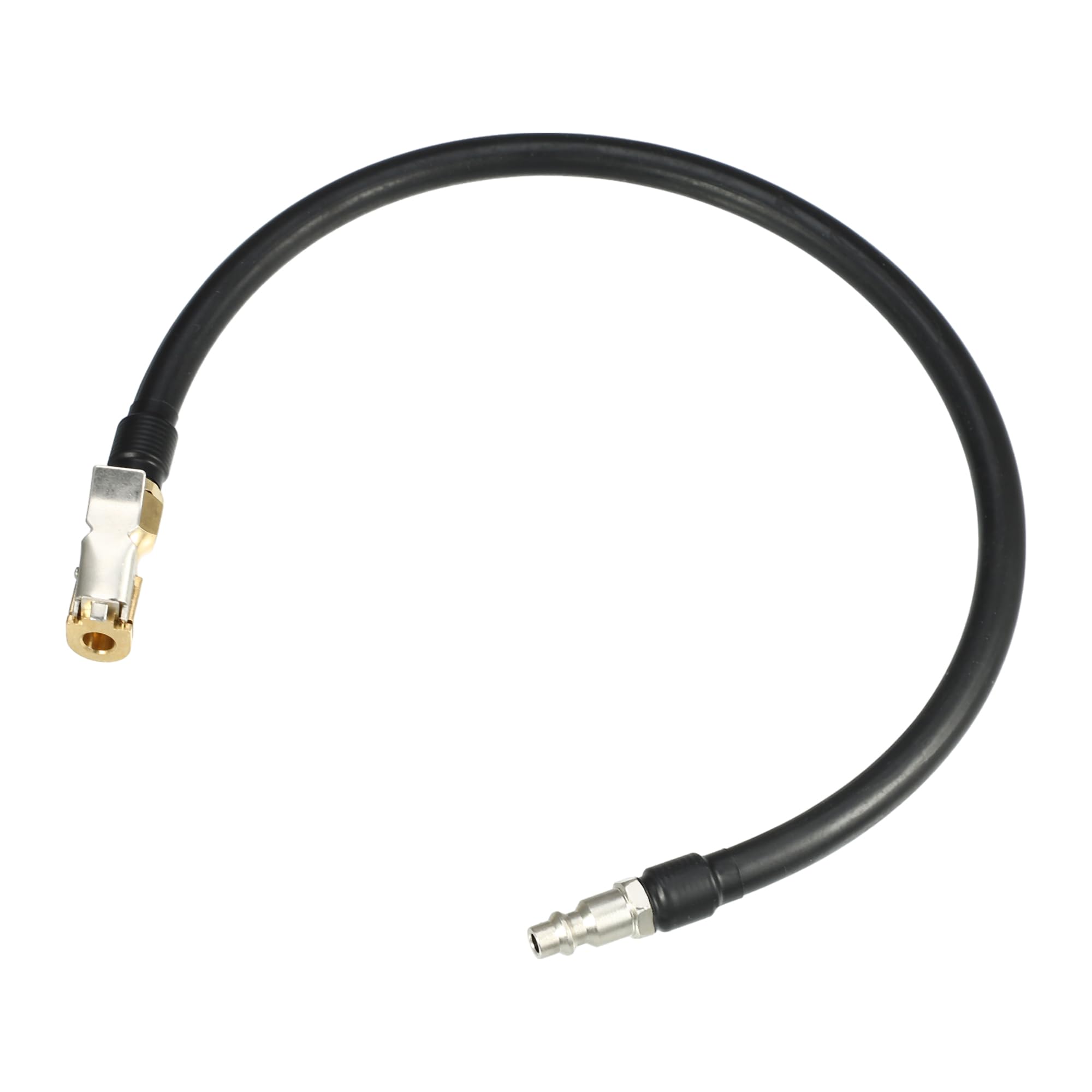 Motoforti Universal Inflator Air Pump Hose Adapter Tyre Valve Inflator Hose with Lock on Air Chuck, 50cm Hose Length, Close, Copper Steel Rubber, Black