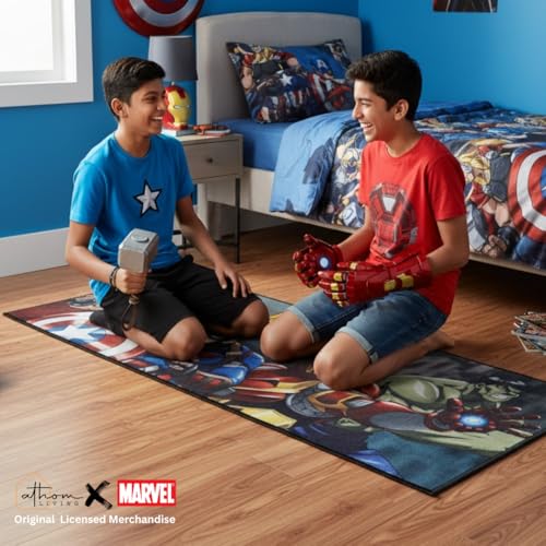 Image of Athom Living Avengers Runner Carpet 2x4.5 Ft, Soft Printed Mat with Anti-Skid Backing, Durable Washable Runner for Kids Bedroom, Play Area & Playroom Decor