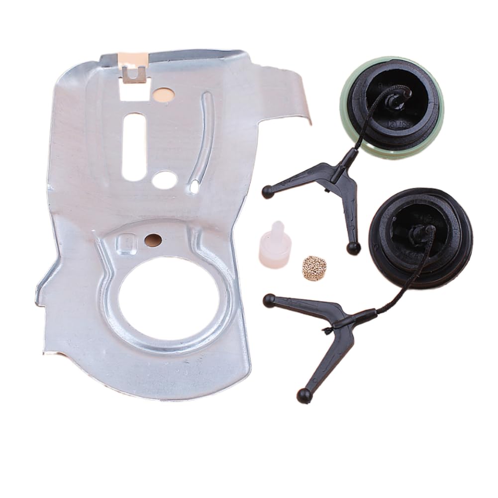 Kit de tapa de aceite de combustible con respiradero de ventilación de tanque de placa de bomba de aceite Compatible con modelos de motosierra 340 345 350 2150 2145 2141