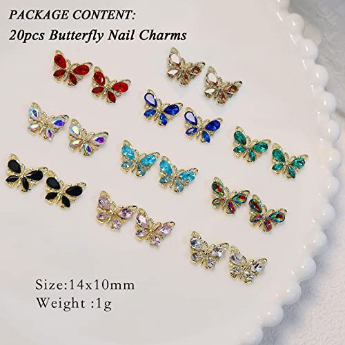 Crystal Butterfly Nail Charms,20Pcs 3D Alloy Butterfly Charms For Nails Gold Shiny Zircon Butterfly Nail Art Charms Nail Diamonds Rhinestones,Butterflies Nail Decor Accessories For Nails Design #TOP1