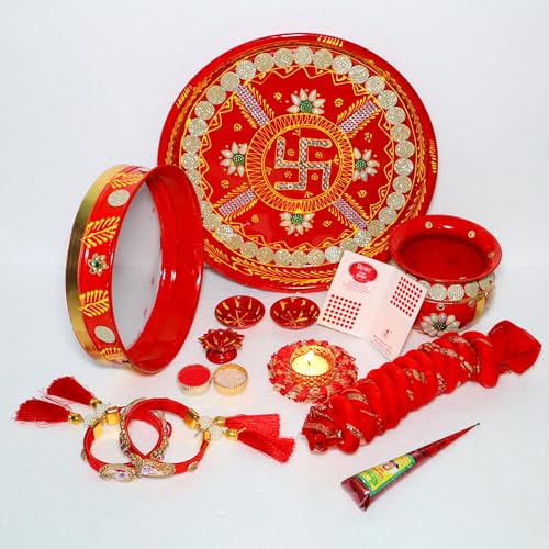Jaipur Ace Karwa Chauth Traditional Womens Pooja Thali Combo Set ...