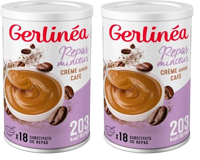 Gerlinéa - Crème Repas Minceur - Substitut de Repas Complet et Rapide - Saveur : Café - 540 g (Lot de 2)