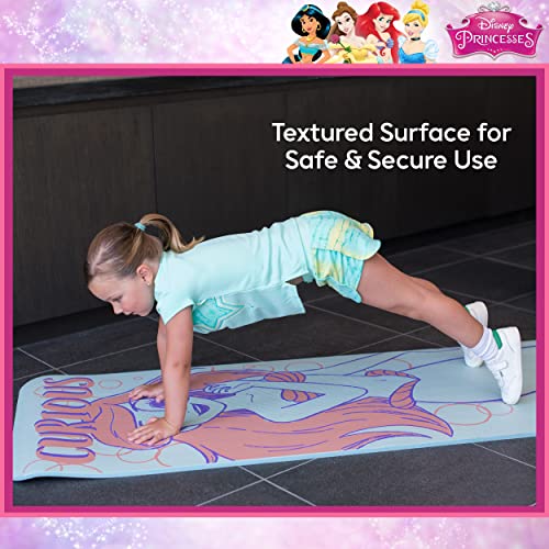 Disney Princess Ariel Kids Yoga Mat Non Slip for Boys and Girls, All Purpose, PVC, Fitness and Workout Accessories, Blue, 10 mm - Image 5