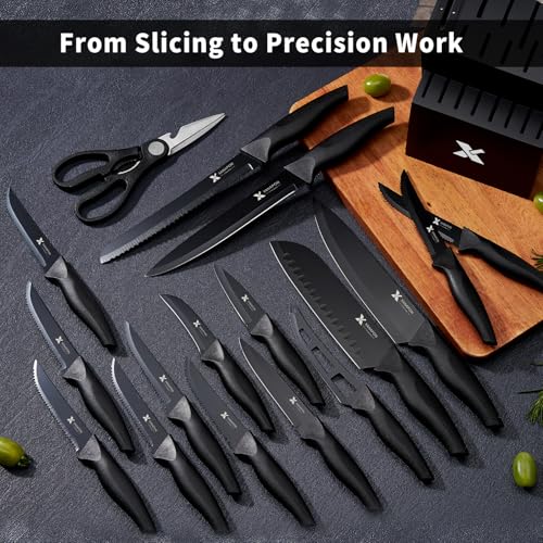 50% Off XANAPON 19-Piece Kitchen Knife Set with Built-in Sharpener