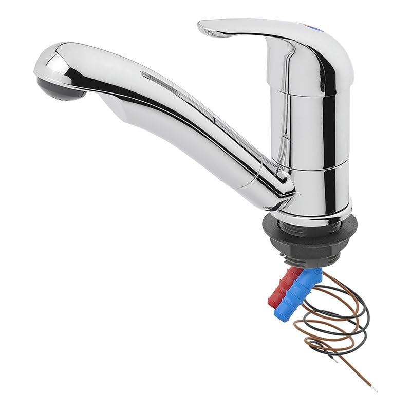 12V Mischbatterie Keramik Carino Ø33 mm chrom – Einhebel-Wasserhahn für Wohnmobil, Wohnwagen und Boot